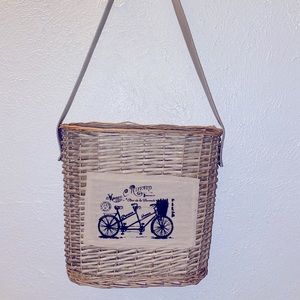Natural handwoven wicker straw basket bag